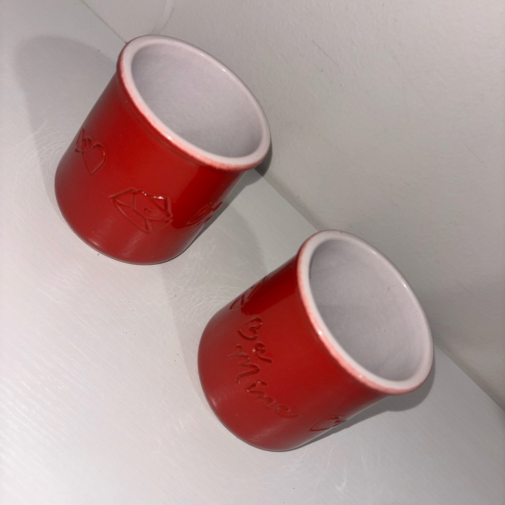 Red Ceramic Mugs Set
